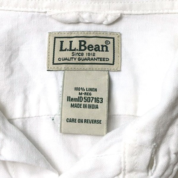 涼しい素材! 90s 00s L.L.Bean エルエルビーン ヴィンテージ 長袖 ドレス リネンシャツ 人気カラー ホワイト 白 Mサイズ メンズ 古着の画像6