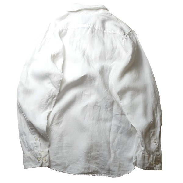 涼しい素材! 90s 00s L.L.Bean エルエルビーン ヴィンテージ 長袖 ドレス リネンシャツ 人気カラー ホワイト 白 Mサイズ メンズ 古着の画像2