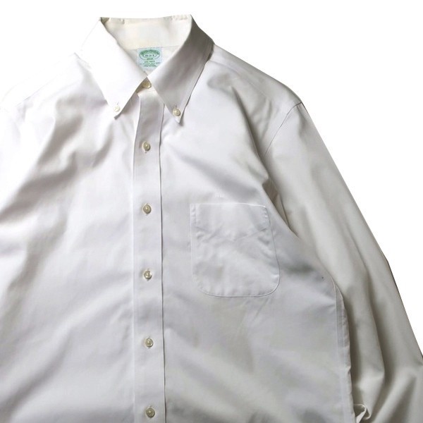 ベーシック! 90s Brooks Brothers ブルックスブラザーズ ボタンダウン 長袖 ドレスシャツ 人気カラー ホワイト 白 15 2/3 メンズ 古着_画像3