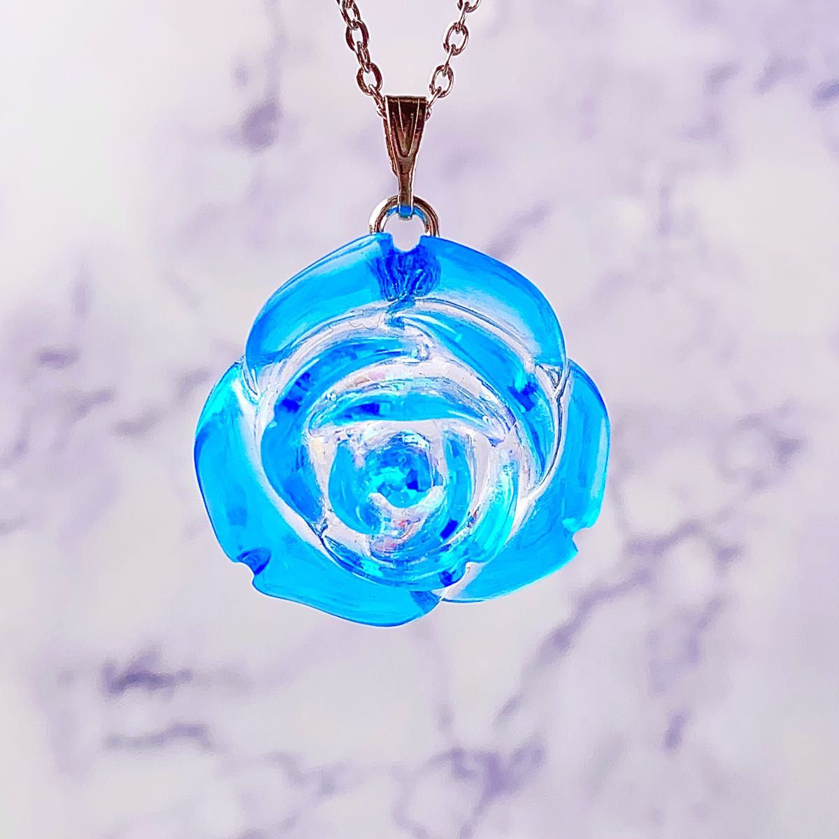 ◇専用◇ ピアス　ネックレス　バラ　薔薇　青い薔薇　セット　クリア　花　レジン　一点物　ハンドメイド　アクセサリー　ペンダント