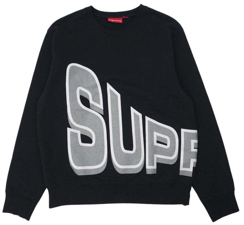 黒 L Supreme Side Arc Crewneck シュプリーム サイド アーチ ロゴ