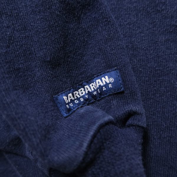 カナダ製 バーバリアン ボーダー ラグビーシャツ (M) 紺×水色×白系 ヘビーウェイトコットン ラガーシャツ BARBARIAN_画像5