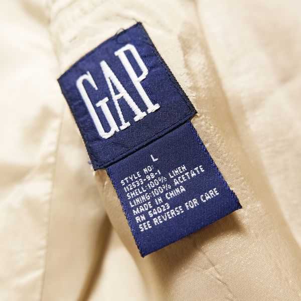 90\'s Gap GAP 100%linen tailored jacket (L) unbleached cloth natural 3. button 90 period old tag Old blue tag teka tag Y2K