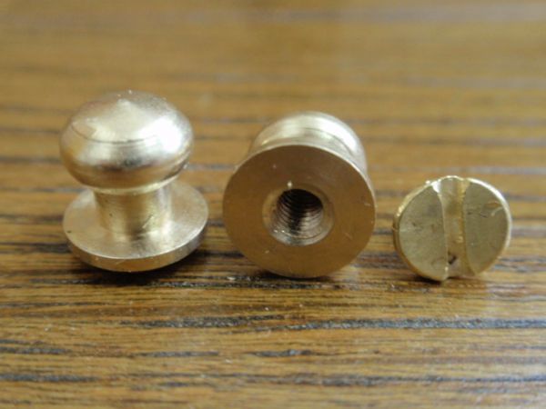 送料無料 新品 真鍮製 頭径7mm 高径8mm 底径8mm ギボシ ネジ式（7ｍｍ） 10個 金 ゴールド レザークラフト_画像3