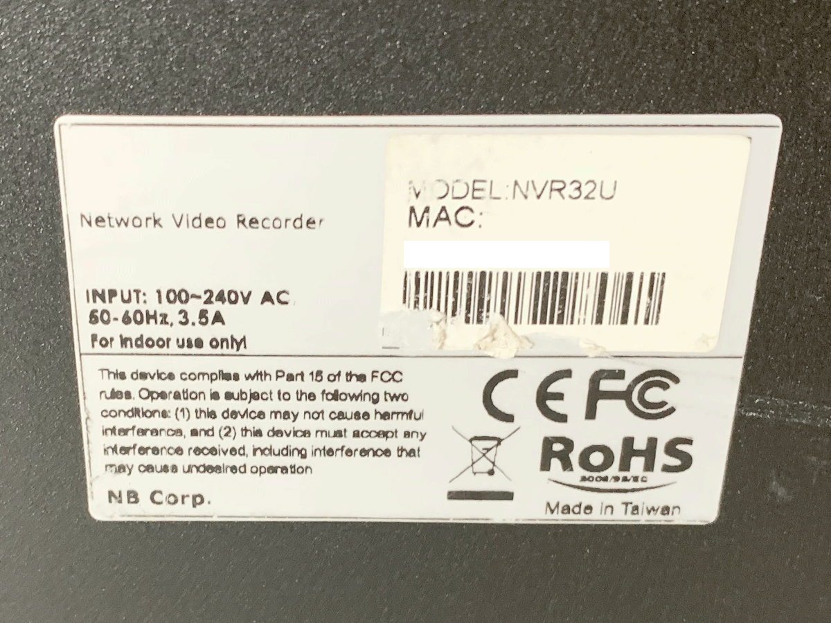 7649 system * Kei NVR-632U network video recorder 