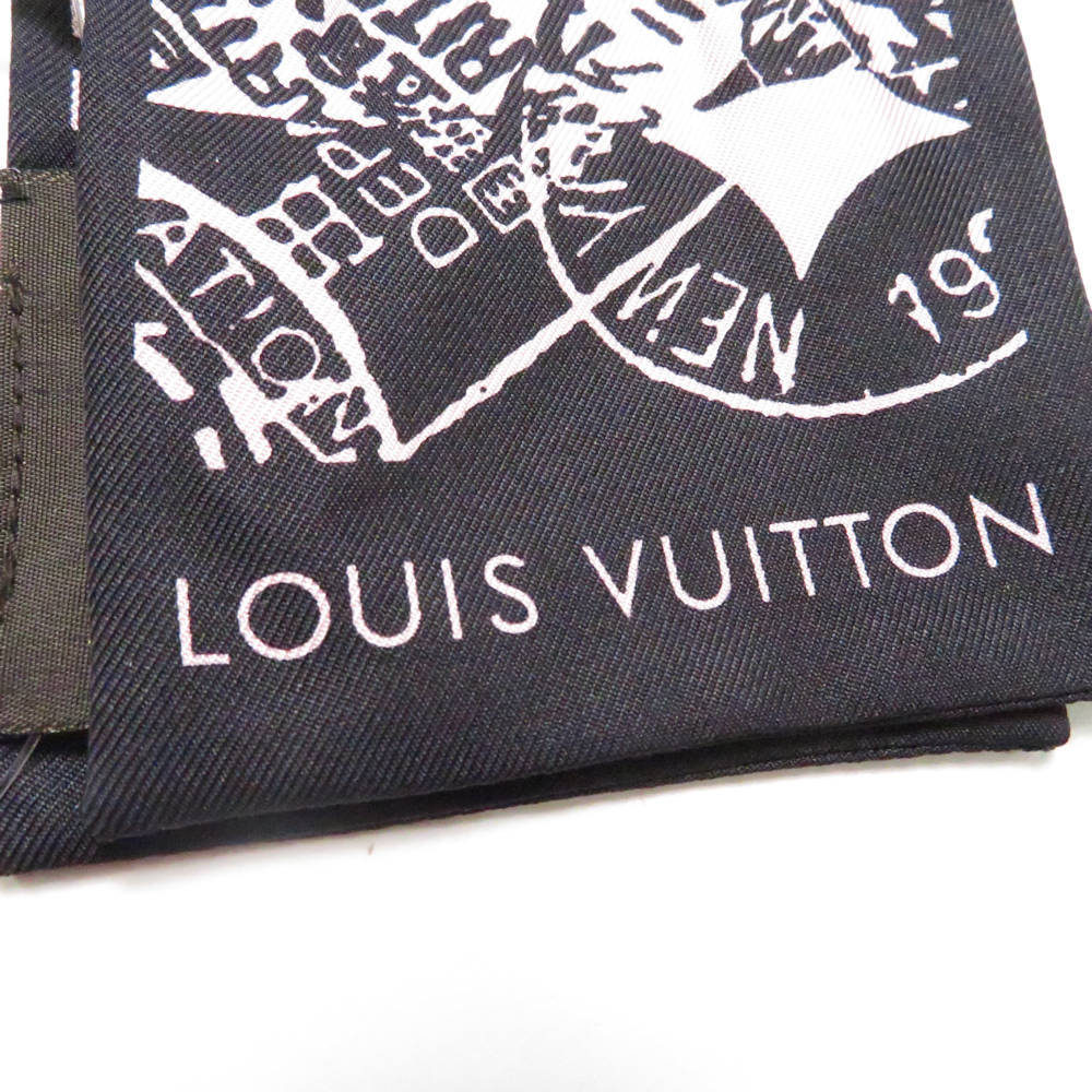 美品 LOUIS VUITTON ルイヴィトン バンドー LVボーディング スカーフ ブラック シルク100％ レディース AY4252C_画像8