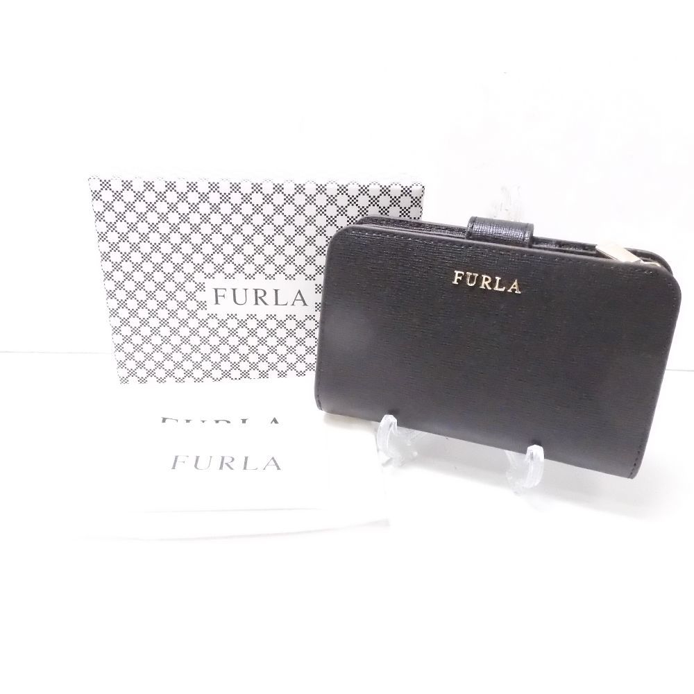 注目ショップ ブラック 二つ折り財布 バビロン フルラ FURLA 美品