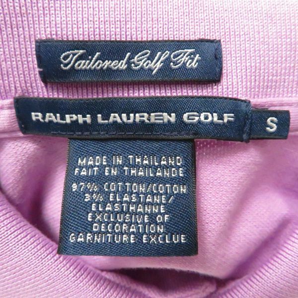 ラルフローレンゴルフ 半袖ポロシャツ パープル系 S ポニー 刺繍 斜めライン ゴルフウェア AU775A51_画像3
