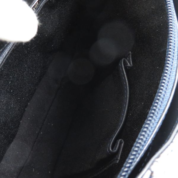 未使用 三京商会 ナイルクロコダイルギャザー付ハンドバッグ レザー ブルーグレー 2WAY 鞄 レディース AU1289W1_画像5
