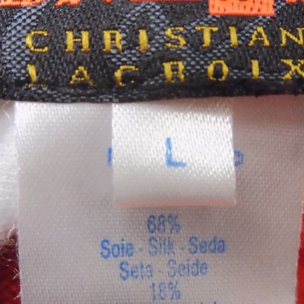  прекрасный товар ba The -ru Christian Lacroix короткий рукав вязаный красный L шелк др. tops женский AC1182A42