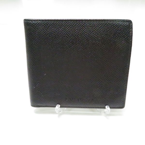美品 BVLGARI ブルガリ 二つ折り財布 ブラック系 札入れ コンパクト サイフ AM3528C_画像1