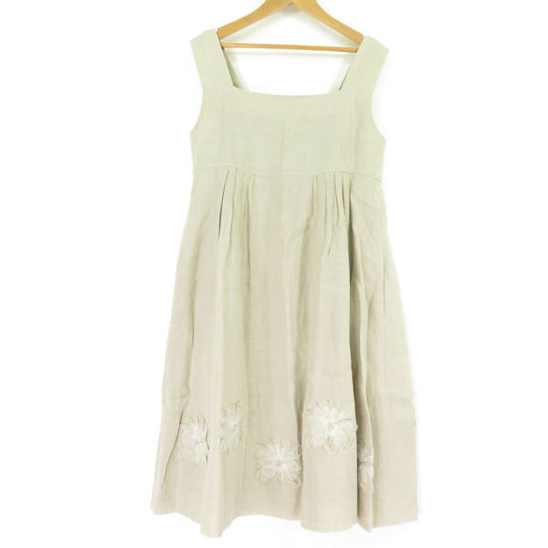 美品 FOXEY フォクシー Dress Soleil ワンピース 40 リネン100％ ドレス レディース AY2901A58