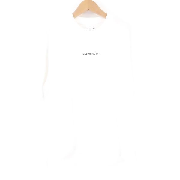 美品 アンドワンダー 574-3184992 ロゴTシャツ ホワイト WM 天竺 半袖 トップス レディース AU1916A69の画像1