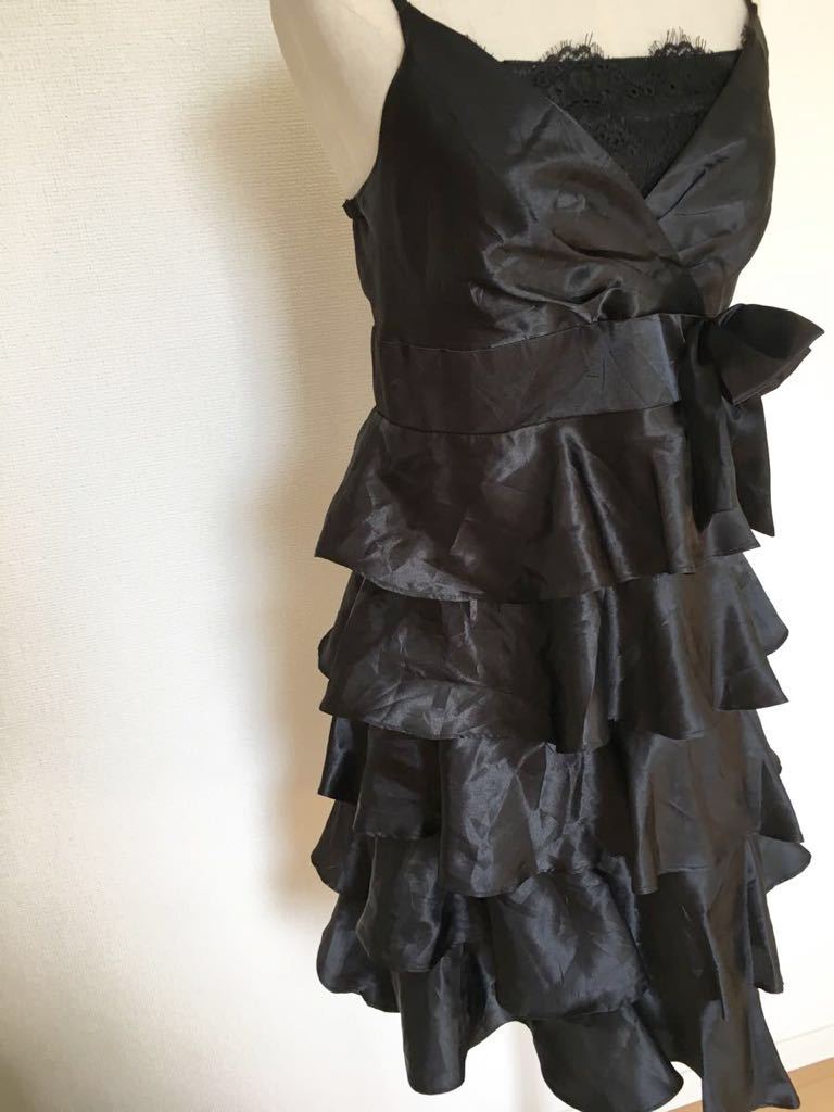 セオリア THEORIA 黒 ドレス フォーマル ワンピース 9AR 可愛い リボン サテン地 フリル 結婚式 パーティー 17 ＊_画像3