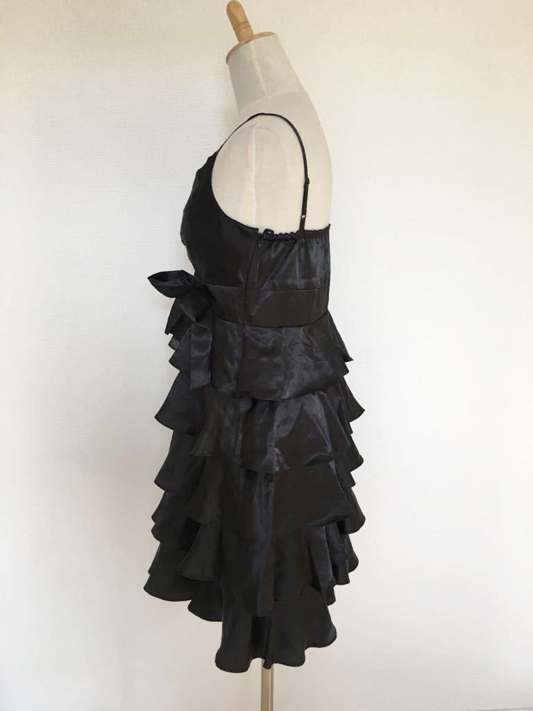 セオリア THEORIA 黒 ドレス フォーマル ワンピース 9AR 可愛い リボン サテン地 フリル 結婚式 パーティー 17 ＊_画像4