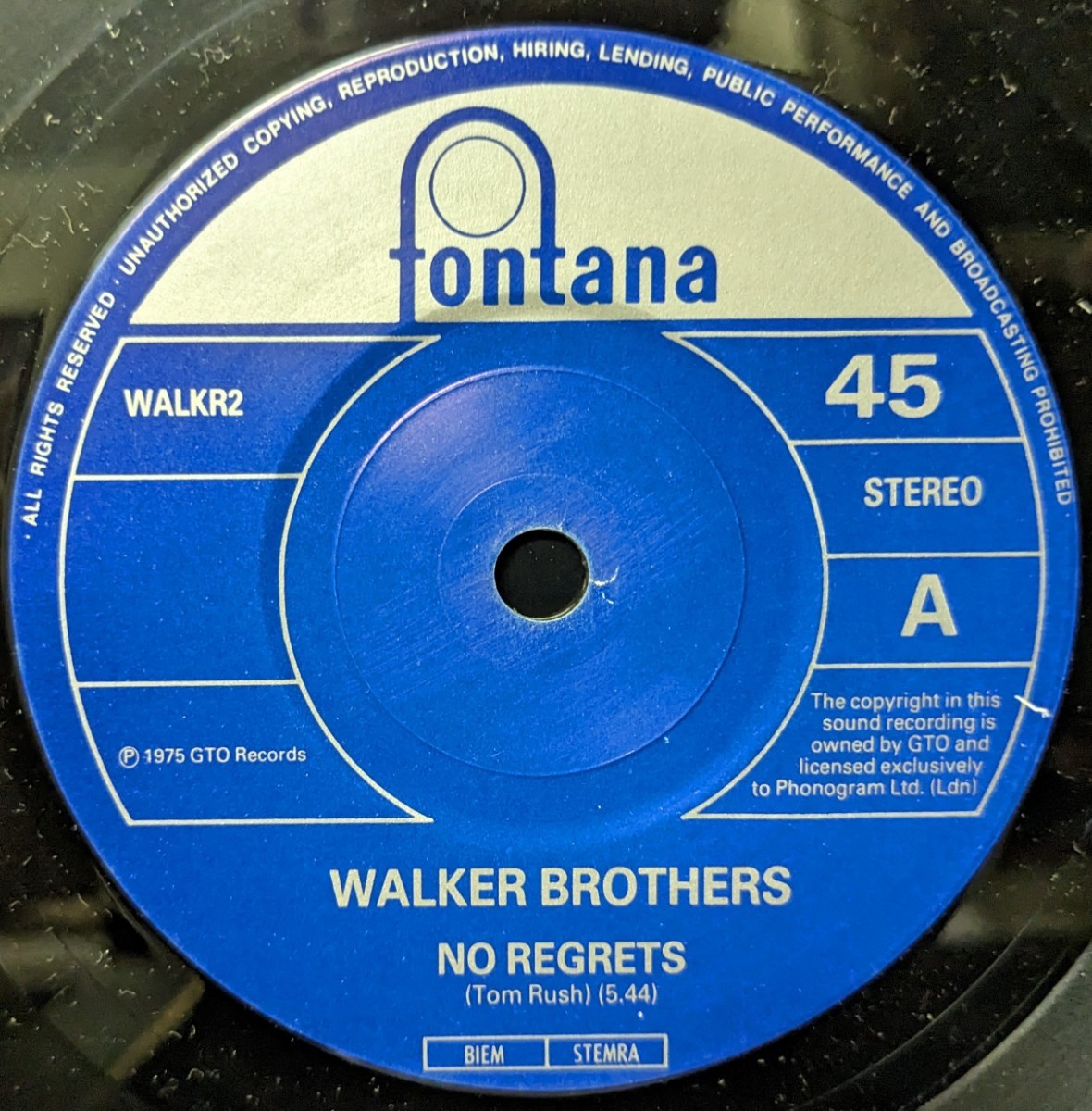 ☆THE WALKER BROTHERS/NO REGRETS1975'UK PHILIPS 7INCH GTO RE-I_画像3