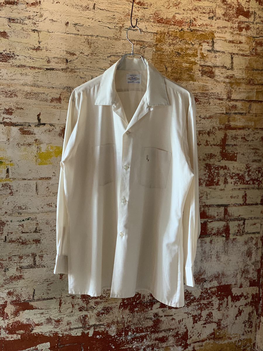 60s ARROW OPEN COLLAR SHIRT ヴィンテージ ビンテージ オープンカラーシャツ 開襟シャツ ボックスシャツ 50s 送料無料 生成り_画像1