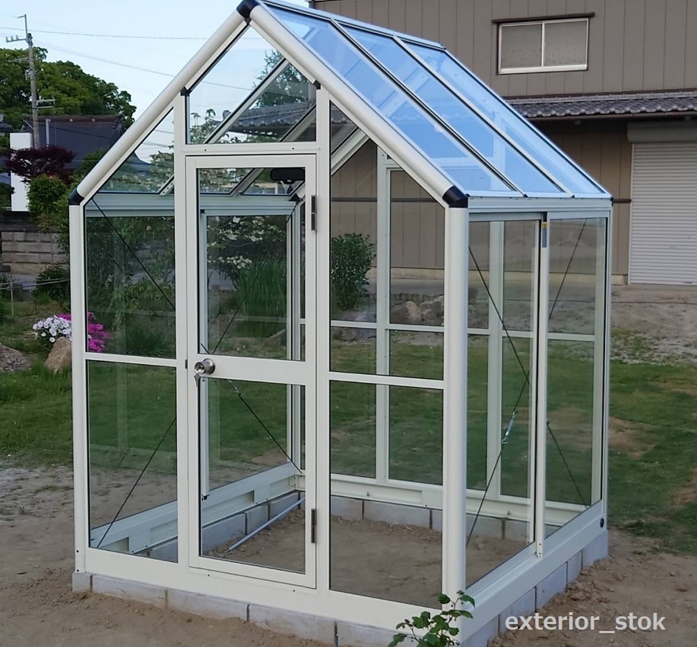  aluminium glass greenhouse B-1 type interval .1800× column line 1800× height 2372mm1.0 tsubo anchor stationary type glass attaching 3 -step adjustment possible heaven window home use greenhouse DIY free shipping 