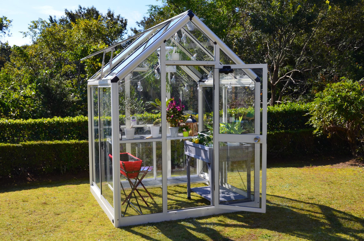  aluminium glass greenhouse B-1 type interval .1800× column line 1800× height 2372mm1.0 tsubo anchor stationary type glass attaching 3 -step adjustment possible heaven window home use greenhouse DIY free shipping 