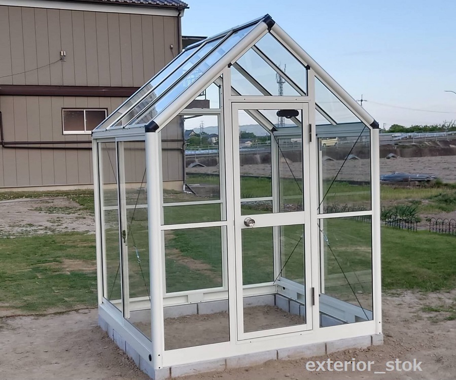  aluminium glass greenhouse B-1 type interval .1800× column line 1800× height 2372mm1.0 tsubo anchor stationary type glass attaching 3 -step adjustment possible heaven window home use greenhouse DIY free shipping 