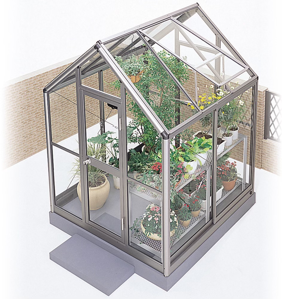  aluminium glass greenhouse B-1 type interval .1800× column line 1800× height 2372mm1.0 tsubo anchor stationary type glass attaching 3 -step adjustment possible heaven window home use greenhouse DIY free shipping 