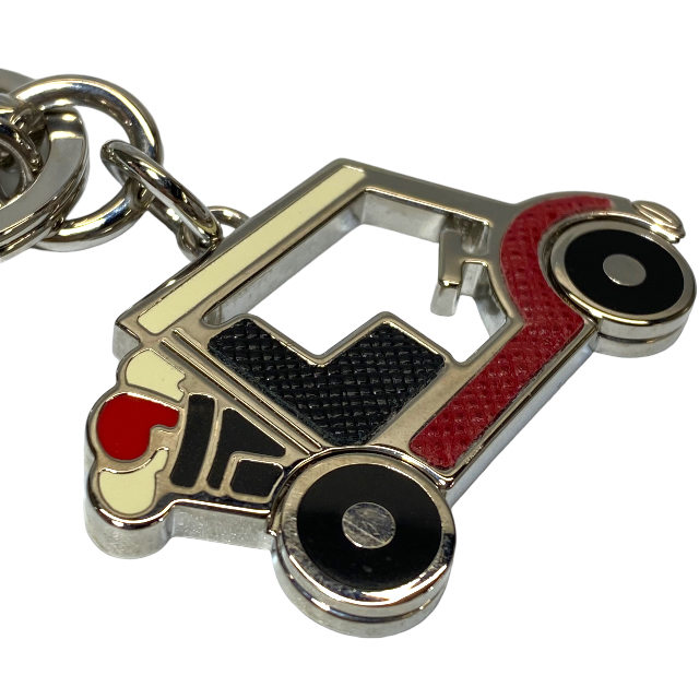 PRADA Prada кольцо для ключей брелок для ключа очарование машина узор Logo кожа metal серебряный многоцветный 