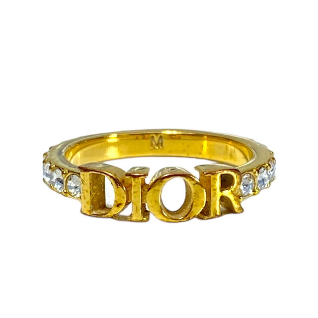 Christian Dior ディオール リング 指輪 ロゴ アクセサリー 小物 ラインストーン ゴールド サイズ6（約12号）_画像1