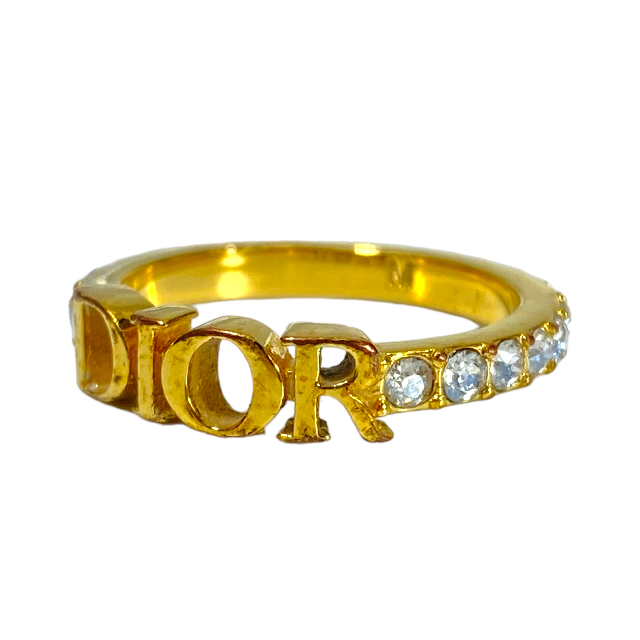 Christian Dior ディオール リング 指輪 ロゴ アクセサリー 小物 ラインストーン ゴールド サイズ6（約12号）_画像5