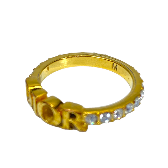 Christian Dior ディオール リング 指輪 ロゴ アクセサリー 小物 ラインストーン ゴールド サイズ6（約12号）_画像6