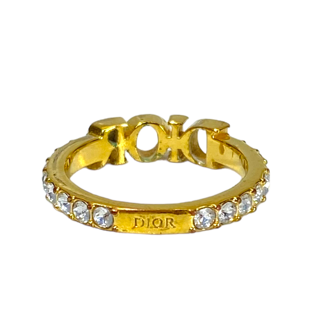 Christian Dior ディオール リング 指輪 ロゴ アクセサリー 小物 ラインストーン ゴールド サイズ6（約12号）_画像4