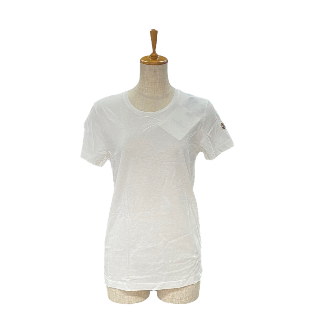 【美品】MONCLER モンクレール シャツ Tシャツ 半袖 カットソー トップス ロゴ コットン ホワイト 白【サイズ表記 S】