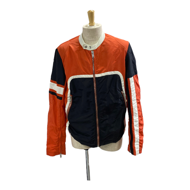 【未使用】GIVENCHY ジバンシー アウター ライダースジャケット 上着 アパレル ナイロン オレンジ ホワイト ブラック [サイズ 50]