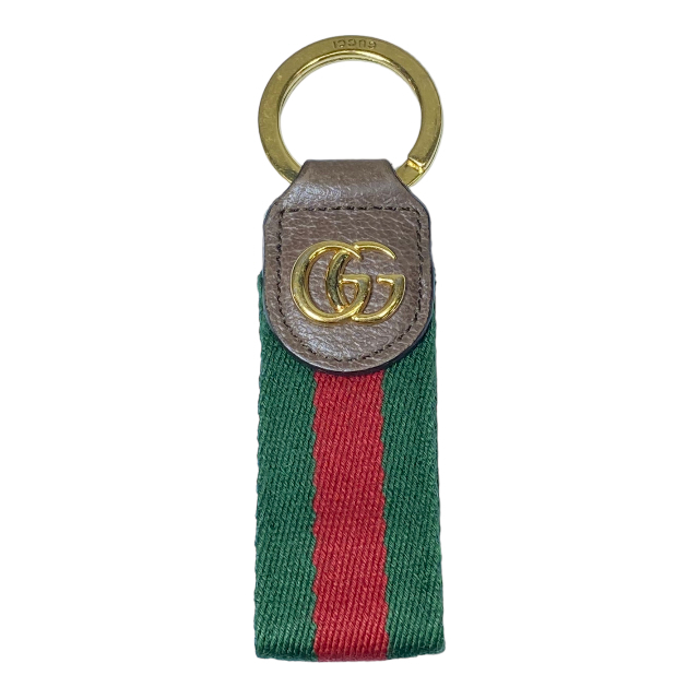 GUCCI グッチ 523161 オフィディア インターロッキング キーリング キーホルダー キャンバス グレインレザー グリーン レッド ブラウン_画像1