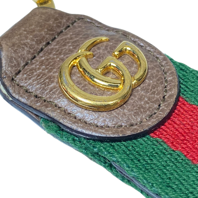 GUCCI グッチ 523161 オフィディア インターロッキング キーリング キーホルダー キャンバス グレインレザー グリーン レッド ブラウン_画像5