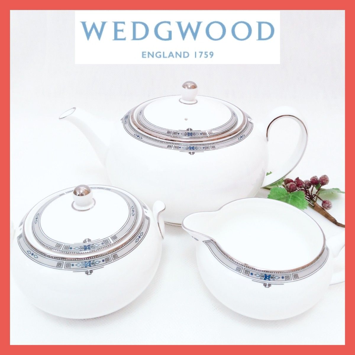 WEDGWOOD☆ アムハースト ティーポット シュガーポット クリーマ 3点-