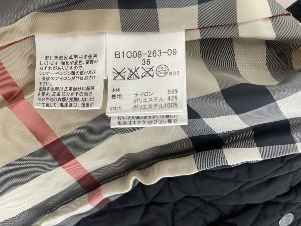 21万★豪華キルティング高年式超美品細身36 S M BURBERRYバーバリーロンドン レディースタヌキリアルファー脱着ダッフルトレンチコート黒_画像4