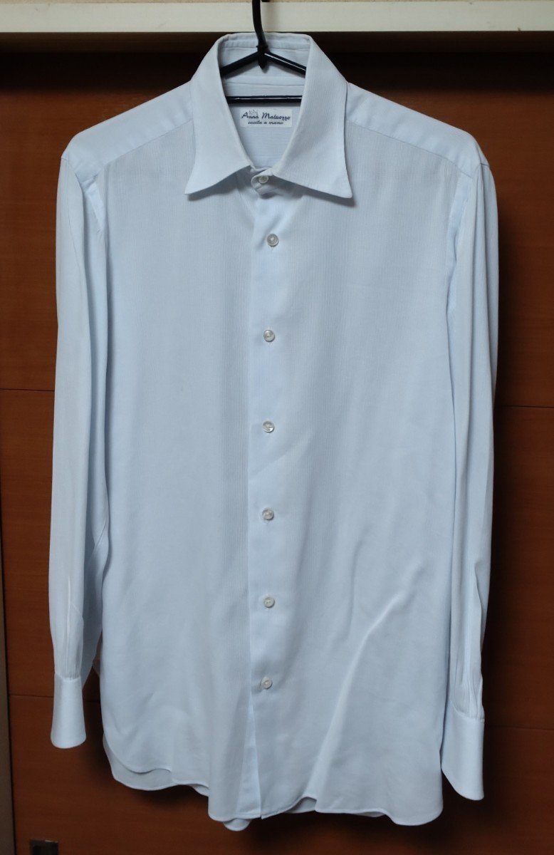 素晴らしい 幻のシャツ アンナマトッツォ ハンドメイド 淡青38 パニコ