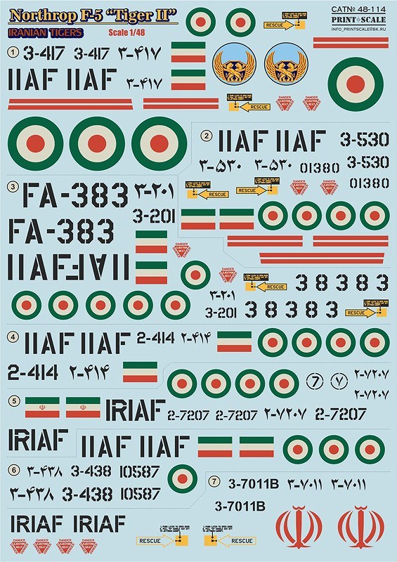 プリントスケール 48-114 1/48 イラン空軍 ノースロップ F5 タイガーII Part 2_画像2