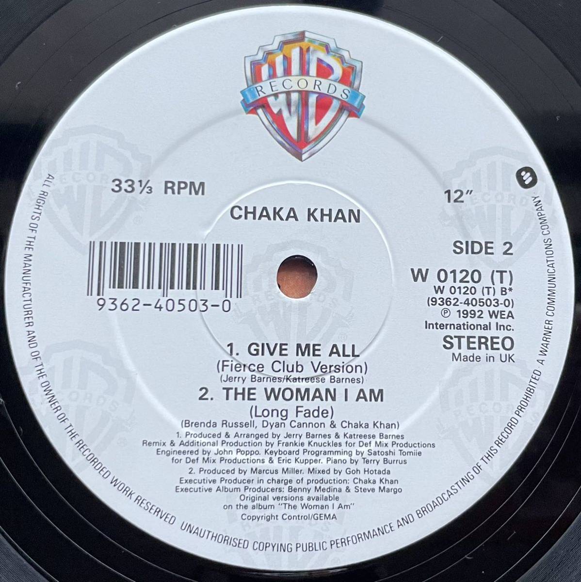 Chaka Khan / Give Me All / The Woman I Am 12inchレコード盤 その他にもプロモーション盤 レア盤 人気レコード 多数出品。の画像4
