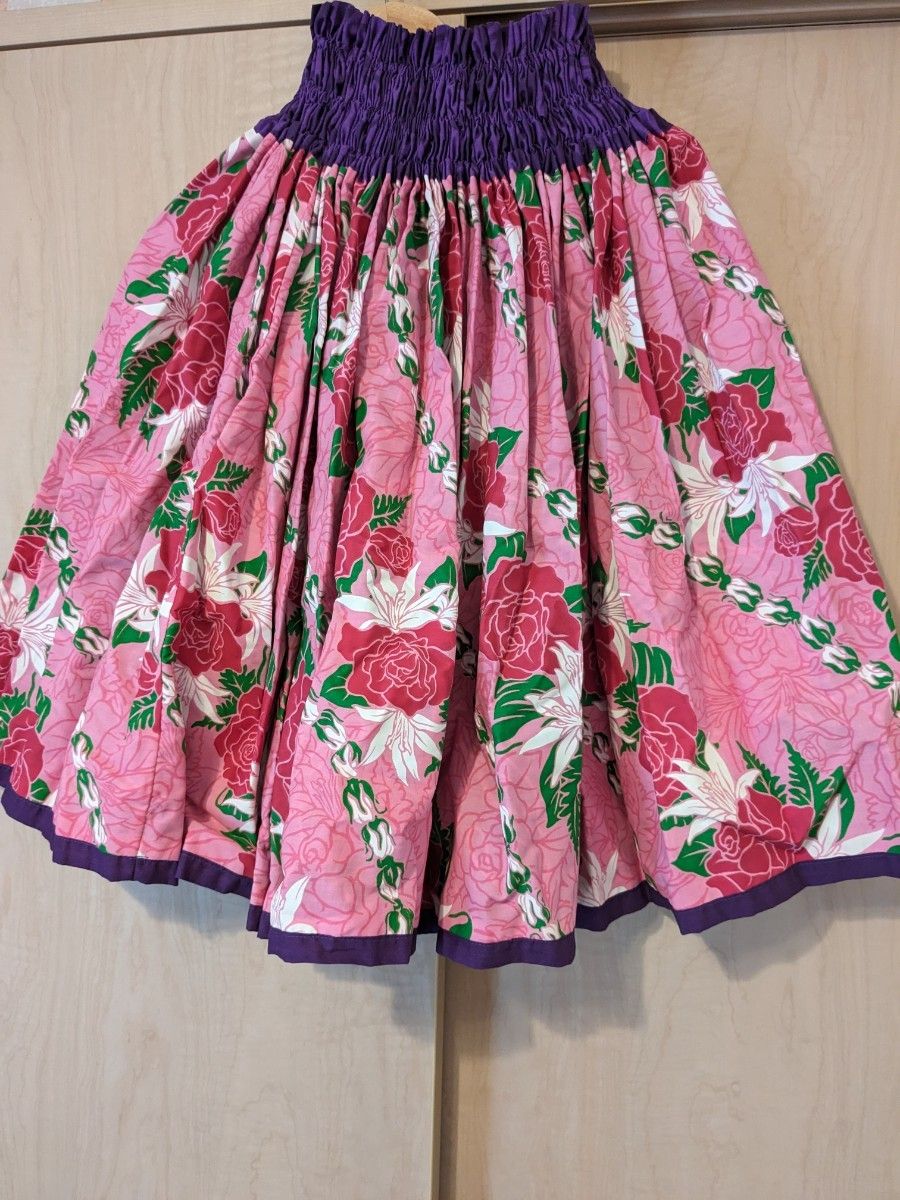 リバーシブルパウスカート 紫色 花柄 リバーシブルパウスカート 紫色 花柄
