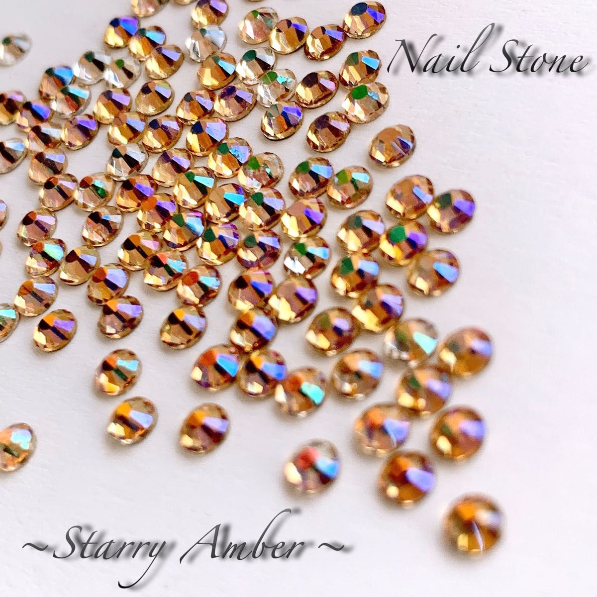 新色●特殊カラー●ガラス製ネイルストーン●【Starry Amber】5sizeMIX●50粒● ネイルアート ラインストーン