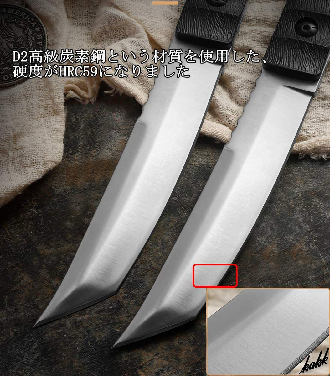 【日本刀のようなブレード】 シースナイフ ステンレススチール フルタング G10 アウトドア用包丁 狩猟ナイフ キャンプ アウトドア_画像3