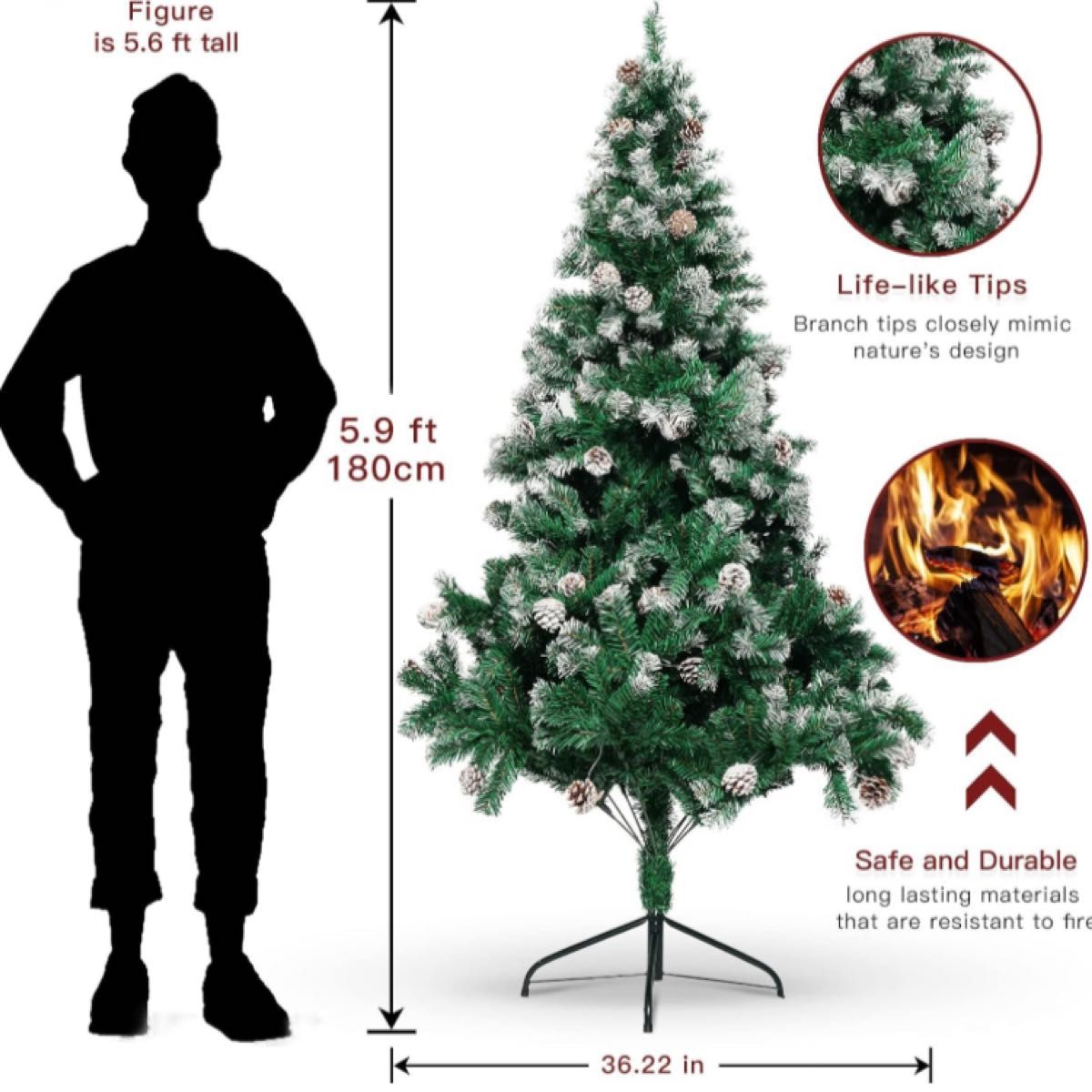 クリスマスツリー  新品未使用　雪　人工　組立簡単  松ぼっくり　180cm
