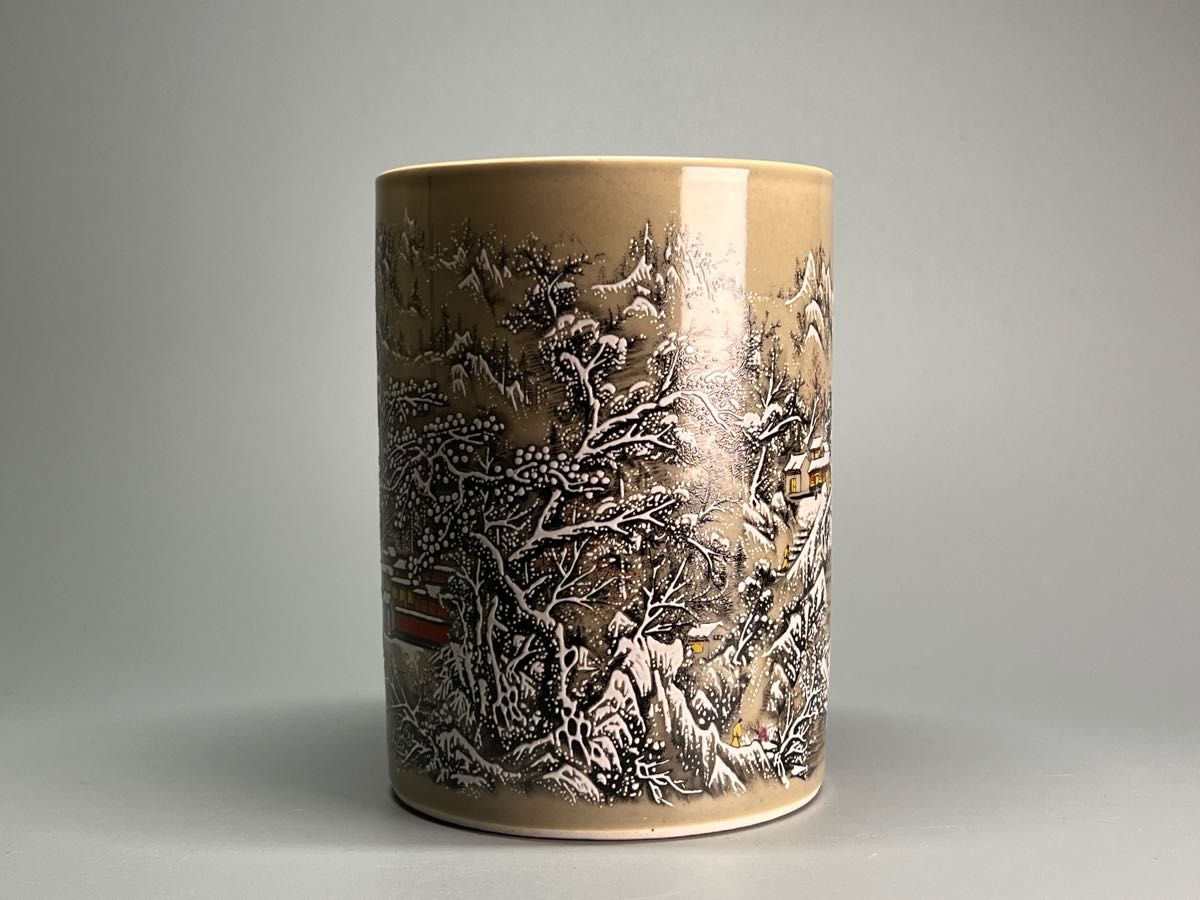 【予約】 美術品 古磁 中国 同治年製在銘 江西景徳鎮 手絵 萬水千山図 工芸品
