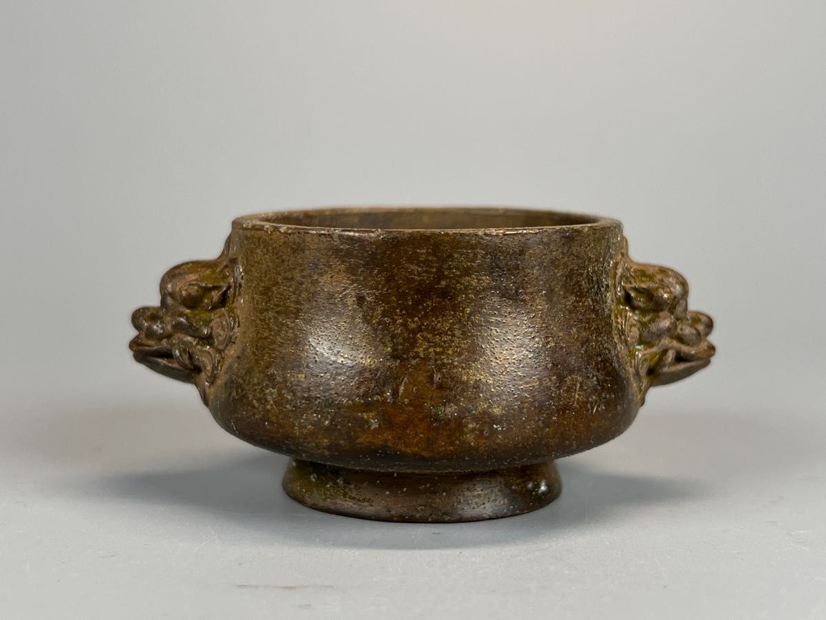銅香炉 美品 在銘 宣炉 獣首 時代物 中国 古美術 香炉 宣徳 古玩