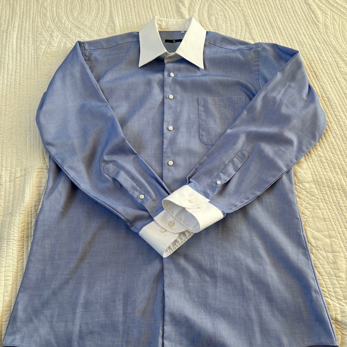 スーツセレクト SUITS SELECT ワイシャツ 長袖 ブルー系 クレリック サイズLL-86表記_画像1