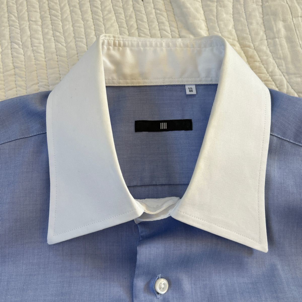 スーツセレクト SUITS SELECT ワイシャツ 長袖 ブルー系 クレリック サイズLL-86表記_画像3