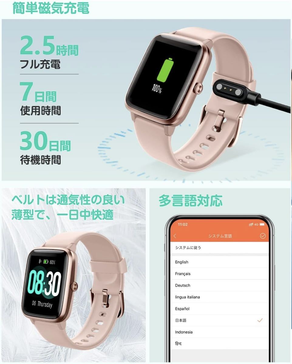 【開封のみ】スマートウォッチ 活動量計 歩数計 腕時計 GRV Smart Watch Activity Tracker ストップウォッチ 長持ちバッテリー 送料込_画像5