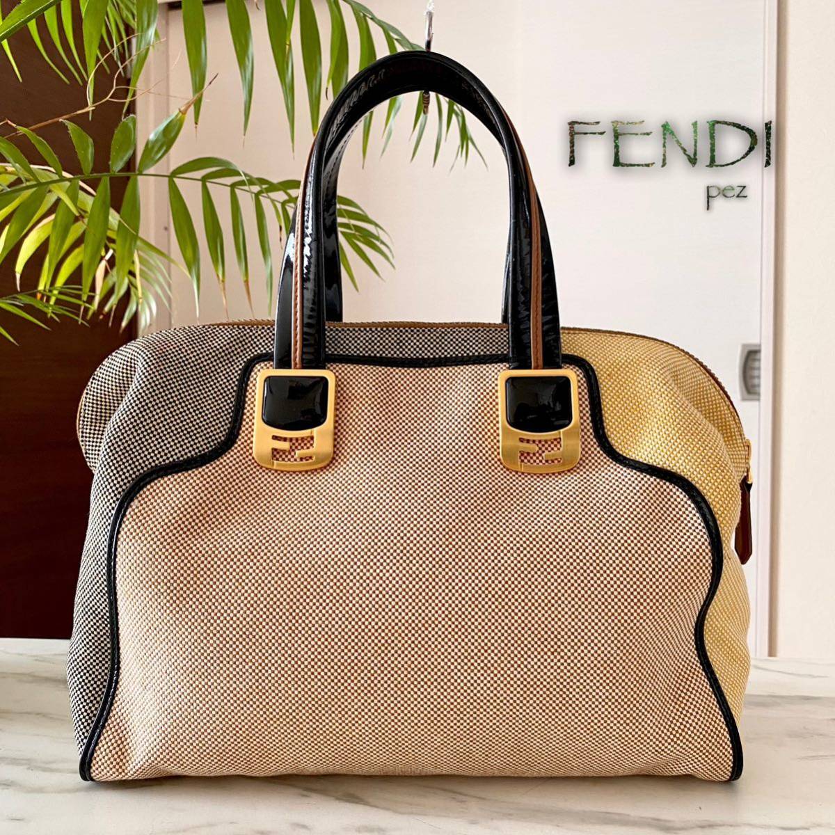 正規品 美品 FENDI フェンディ カメレオン レザートートバッグ＊レディース 牛革 本革 ブラウン 茶 ベージュ ハンド ショルダー フォーマル_画像1