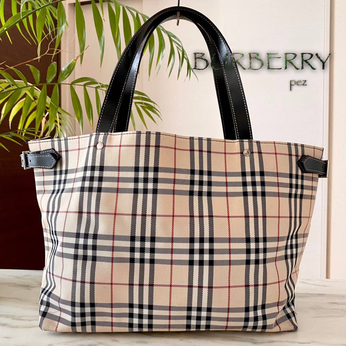 BURBERRY バーバリー ノバチェック トートバッグ ブラウン レディース-